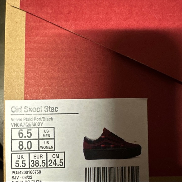 VANS Old Skool Platform Shoes Black Red Suede Low Velvet Gothic Punk - Picture 9 of 10